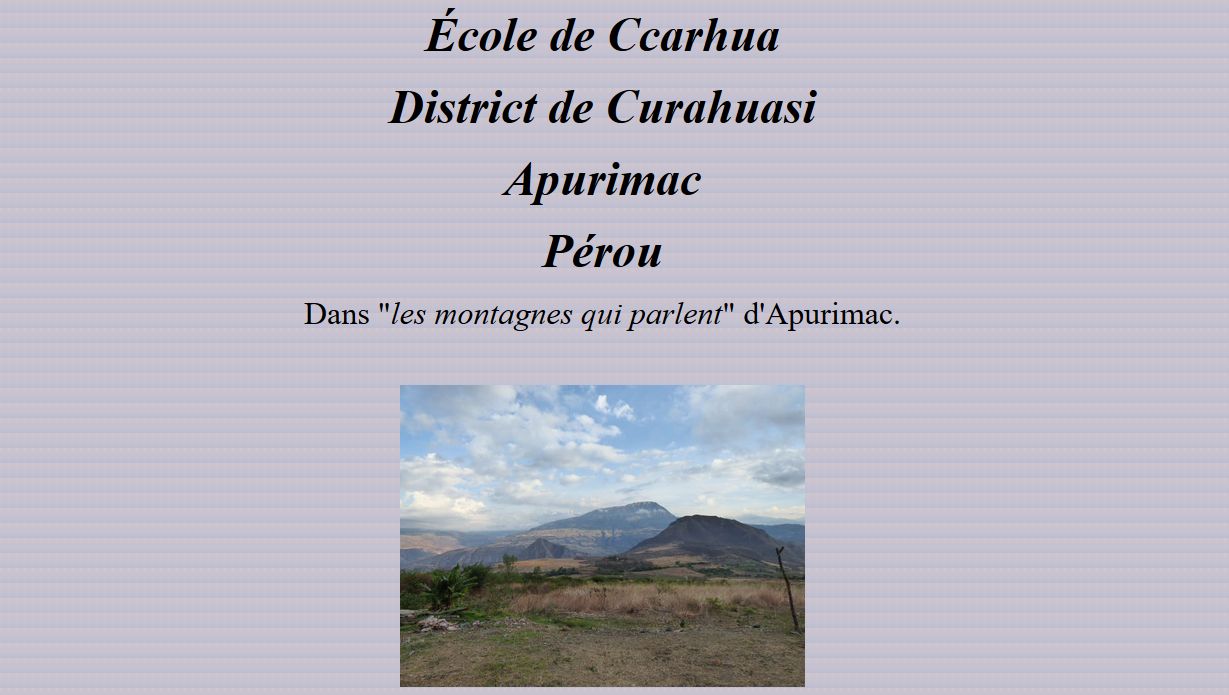 Ecole de Ccarhua - Pérou