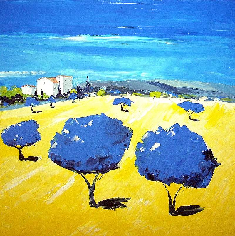 Serge Tissot - Paysage avec oliviers bleus